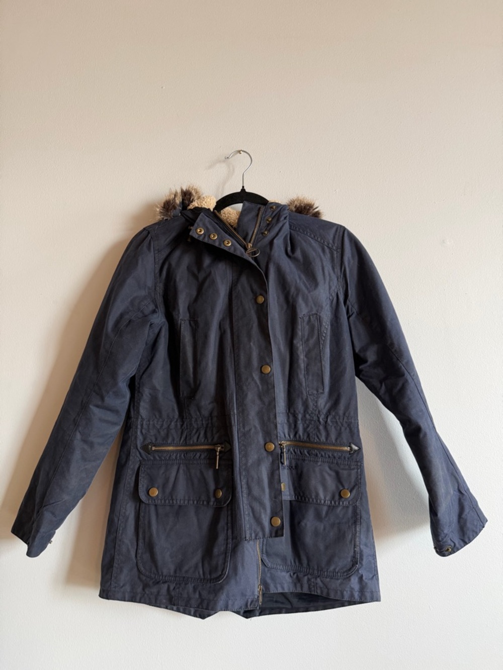 Barbour Kelsall Wax Parka | Navy | Women's | US 6 UK 10